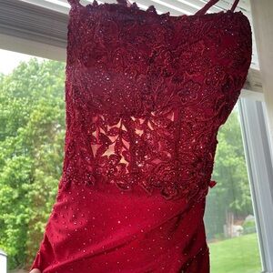 long mermaid type red prom dress / brand new